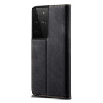 Jeans Cloth Texture Leather Case for Samsung Galaxy S21 Ultra 5G Wallet Stand Phone Cover