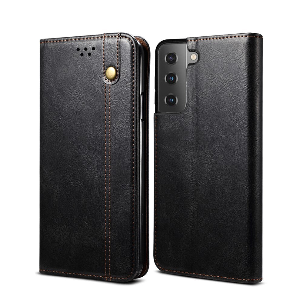 Waxy Crazy Horse Texture TPU + PU Leather Case Cover for Samsung Galaxy S21 4G/5G