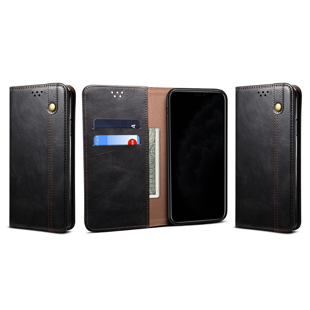 Waxy Crazy Horse Tekstur TPU + PU Læder Cover til Samsung Galaxy S21 4G/5G