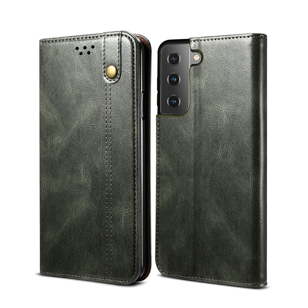 Waxy Crazy Horse Tekstur TPU + PU Læder Cover til Samsung Galaxy S21 4G/5G