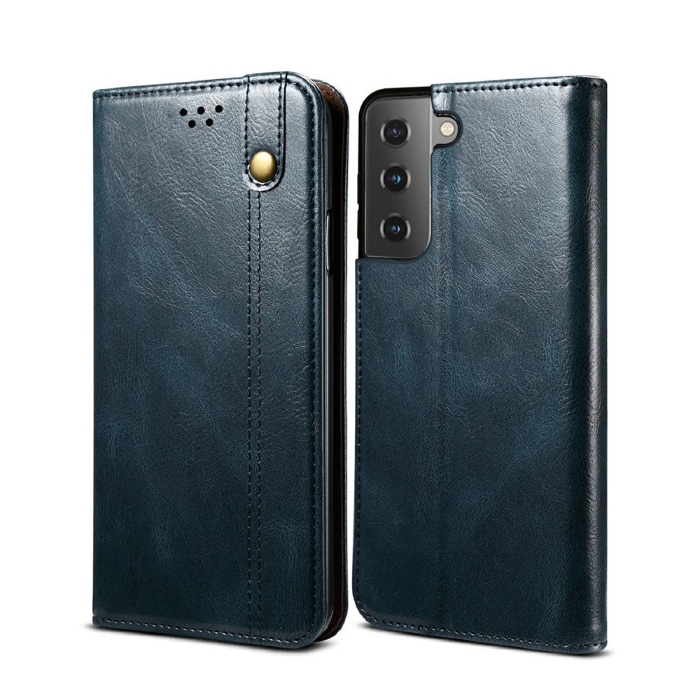 Waxy Crazy Horse Tekstur TPU + PU Læder Cover til Samsung Galaxy S21 4G/5G