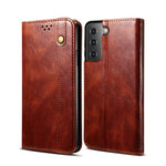 Waxy Crazy Horse Tekstur TPU + PU Læder Cover til Samsung Galaxy S21 4G/5G