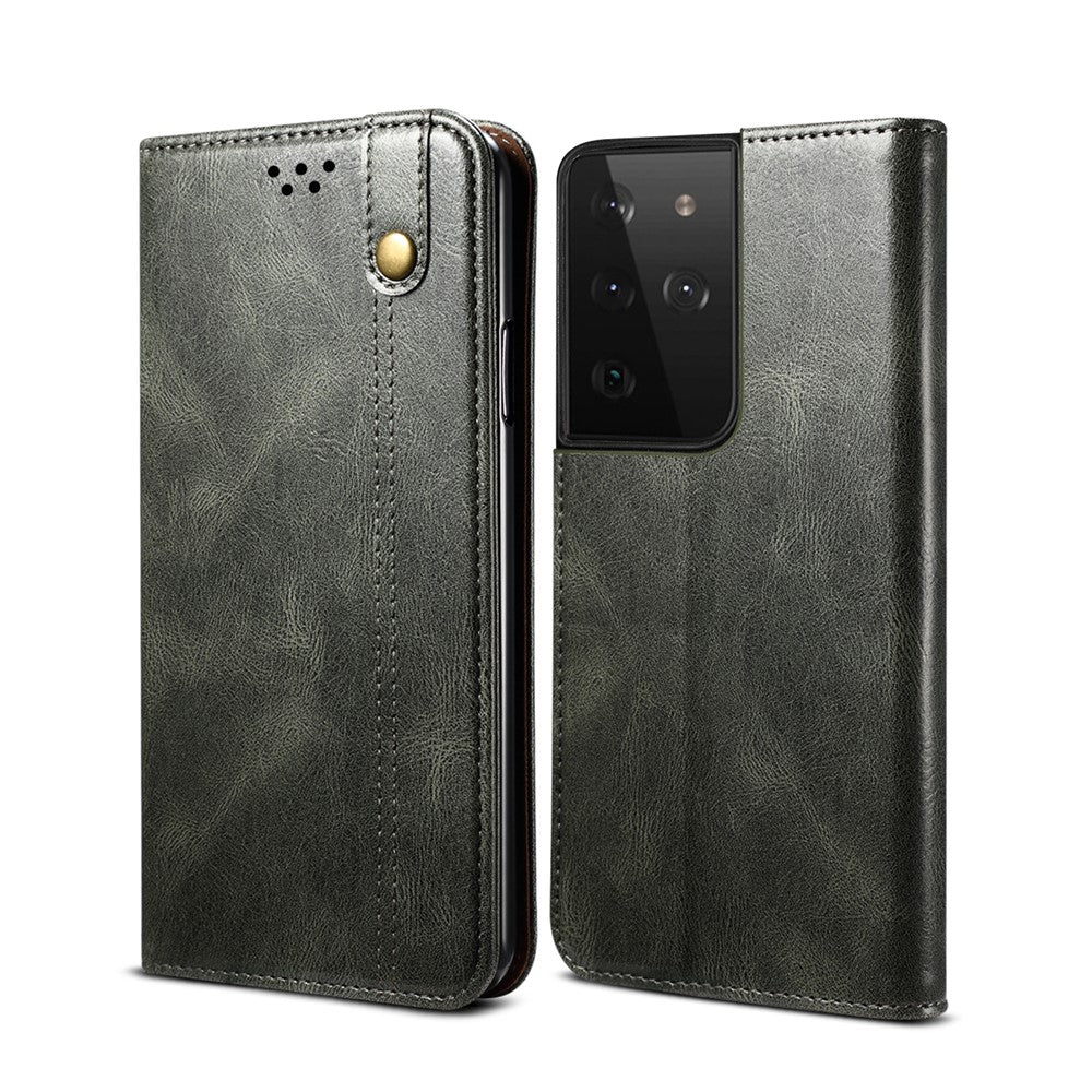 Vaxig Crazy Horse-textur TPU + PU-läderskal till Samsung Galaxy S21 Ultra 5G
