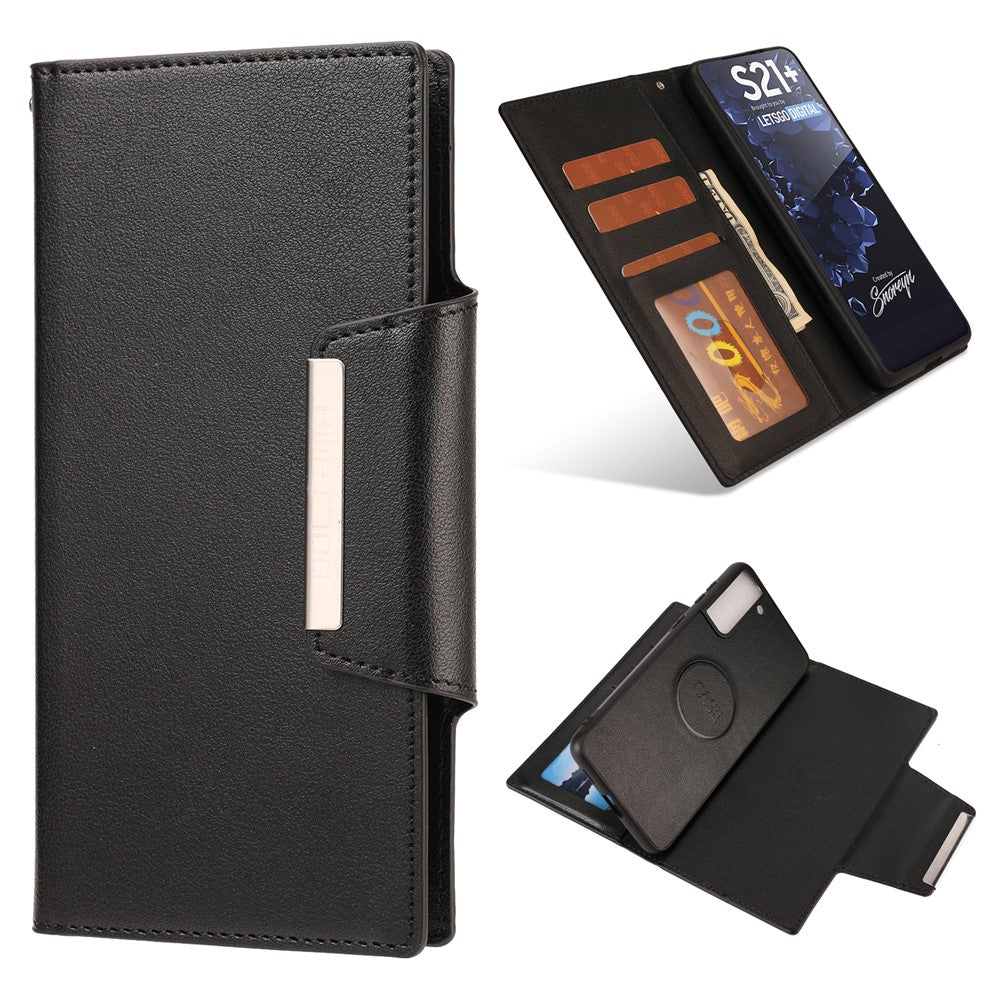 PU Leather Wallet Phone Shell Cover with Detachable Inner TPU Case for Samsung Galaxy S21+ 5G