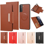 PU Leather Wallet Phone Shell Cover with Detachable Inner TPU Case for Samsung Galaxy S21+ 5G