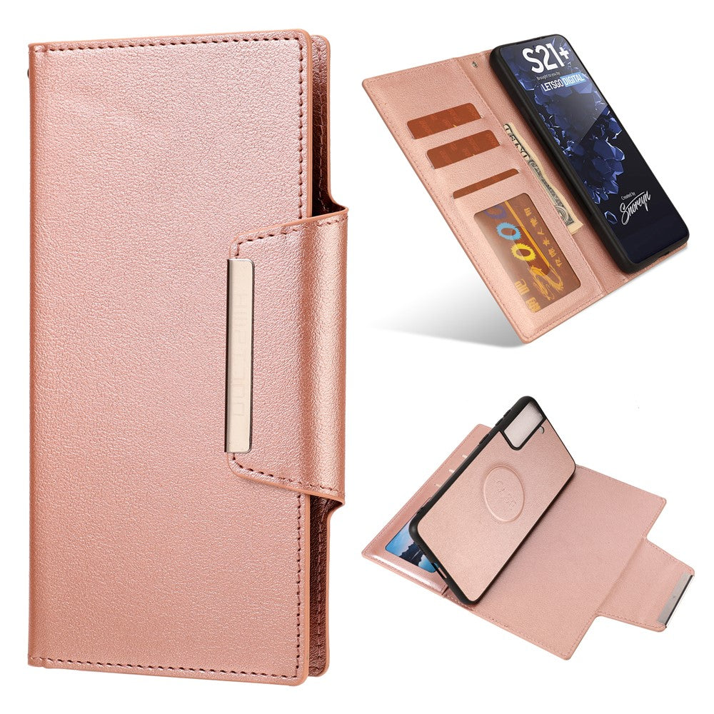 PU Leather Wallet Phone Shell Cover with Detachable Inner TPU Case for Samsung Galaxy S21+ 5G