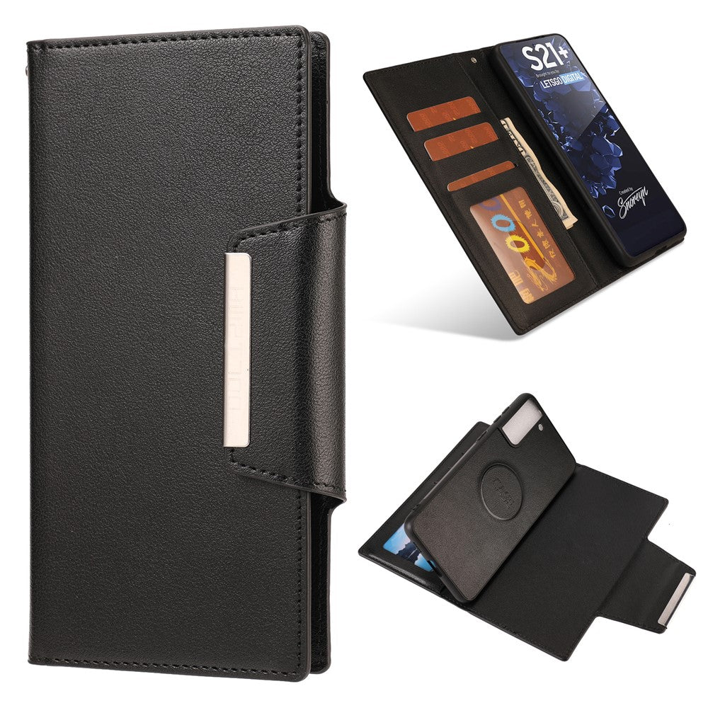 PU Leather Wallet Smartphone Shell Case with Detachable Inner TPU Case for Samsung Galaxy S21 Ultra 5G