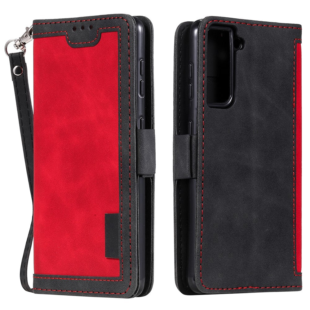 Retro Style Splicing Leather Cover for Samsung Galaxy S21 4G/5G Wallet Case