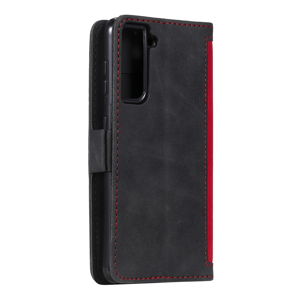 Retro Style Splicing Leather Cover for Samsung Galaxy S21 4G/5G Wallet Case