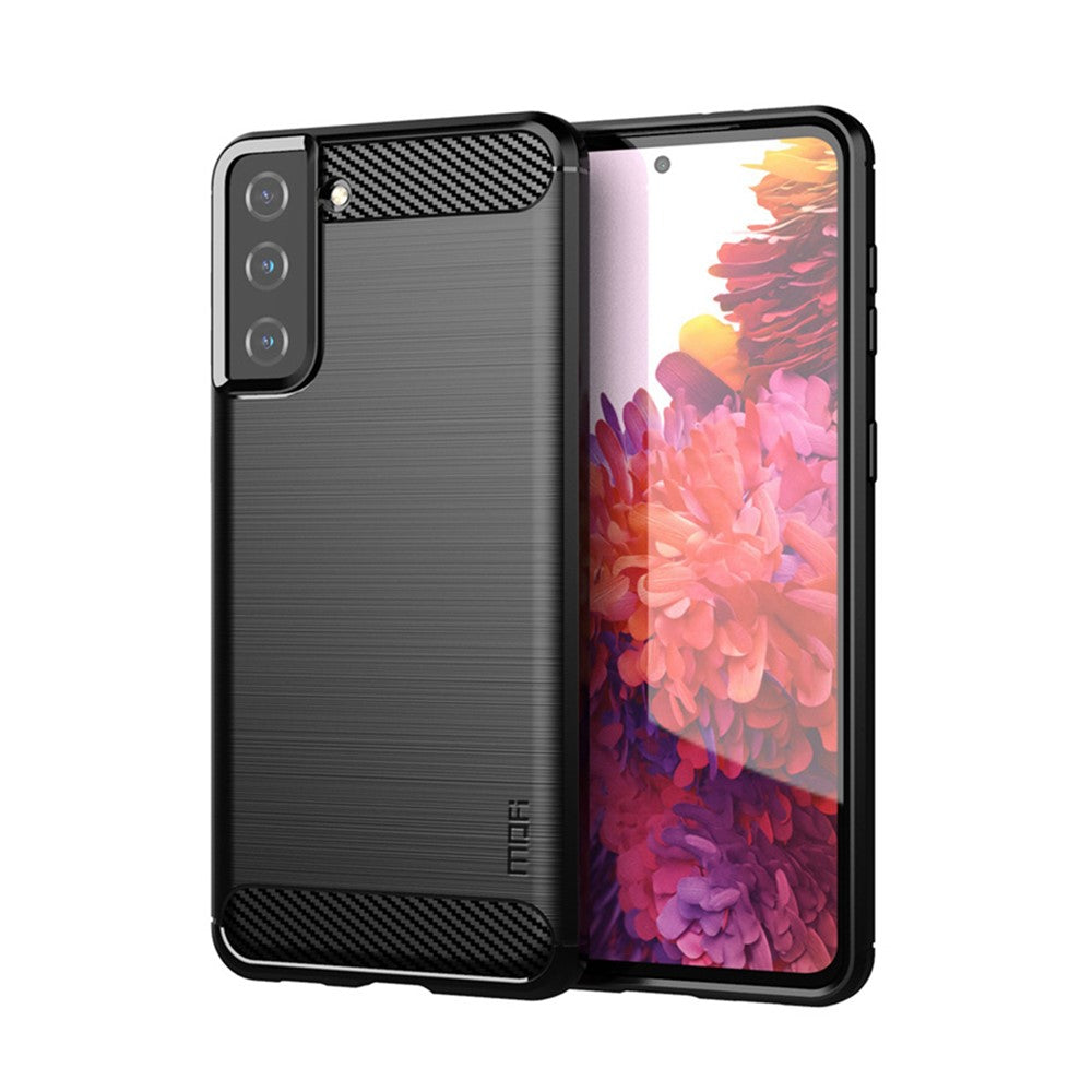 MOFI Carbon Fiber Texture TPU Back Phone Case for Samsung Galaxy S21 4G/5G
