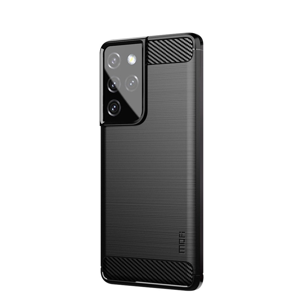 MOFI-mobilcover med kulfiberstruktur og børstet TPU-bagside til Samsung Galaxy S21 Ultra 5G