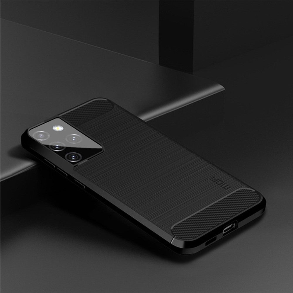 MOFI-mobilcover med kulfiberstruktur og børstet TPU-bagside til Samsung Galaxy S21 Ultra 5G