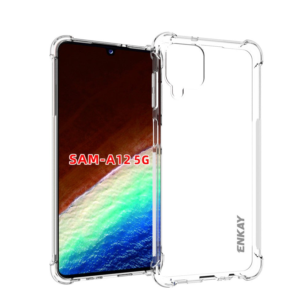 ENKAY HAT PRINCE 4 Hörn Förtjockat Stötsäkert Genomskinligt TPU-Skal till Samsung Galaxy A12