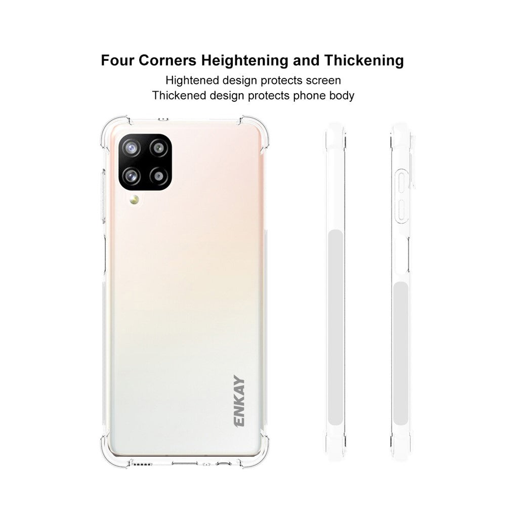 ENKAY HAT PRINCE 4 Hörn Förtjockat Stötsäkert Genomskinligt TPU-Skal till Samsung Galaxy A12