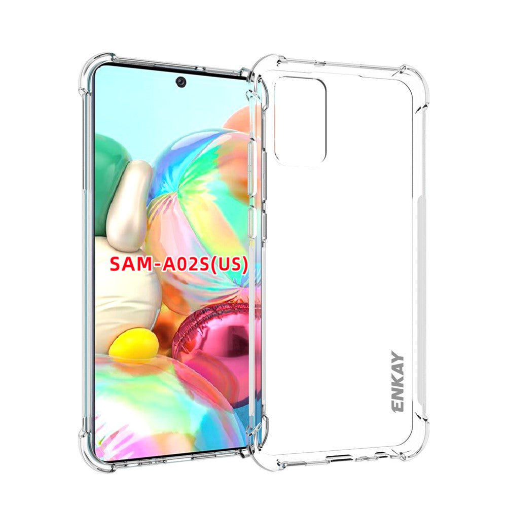 ENKAY for Samsung Galaxy A02s (166.5mm) 4 Corners Thickened Shockproof Clear TPU Case