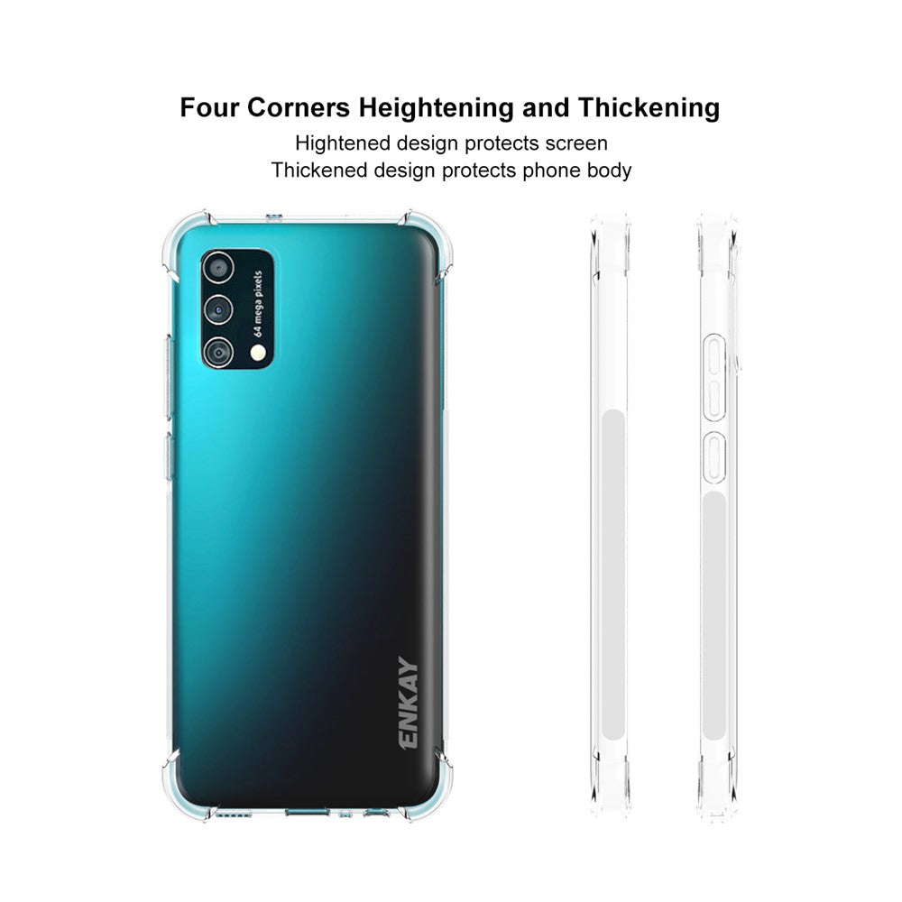 ENKAY for Samsung Galaxy A02s (166.5mm) 4 Corners Thickened Shockproof Clear TPU Case