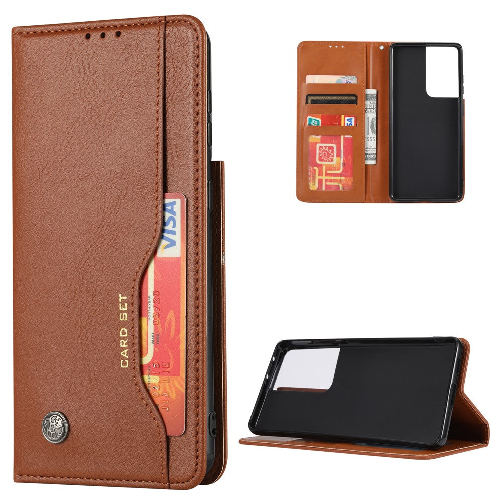 Auto-absorbed Wallet Leather Phone Shell for Samsung Galaxy S21 Ultra 5G