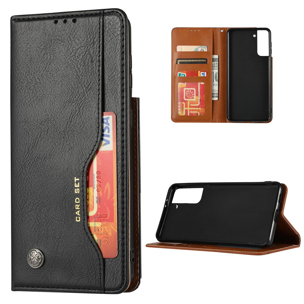 Auto-absorbed Wallet Stand Leather Protective Phone Shell for Samsung Galaxy S21 4G/5G