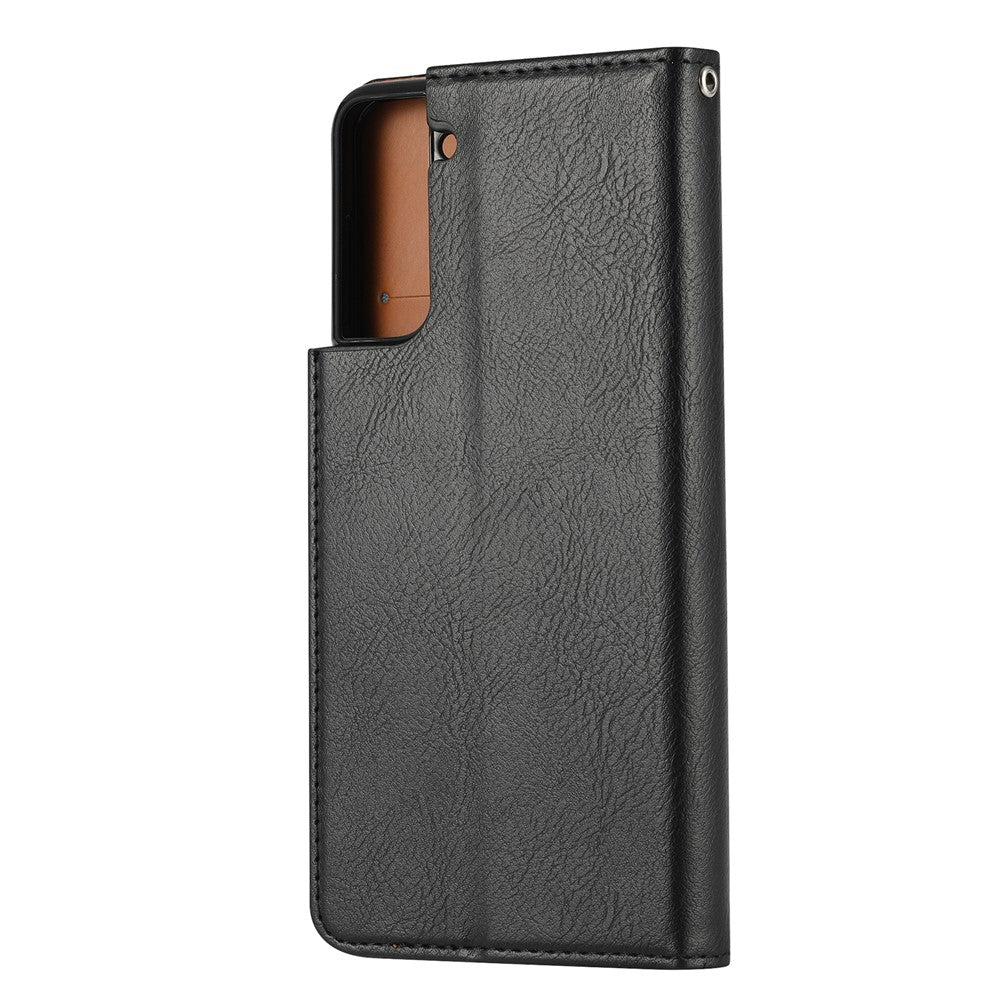 Auto-absorbed Wallet Stand Leather Protective Phone Shell for Samsung Galaxy S21 4G/5G