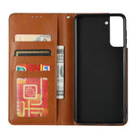 Auto-absorbed Wallet Stand Leather Protective Phone Shell for Samsung Galaxy S21 4G/5G