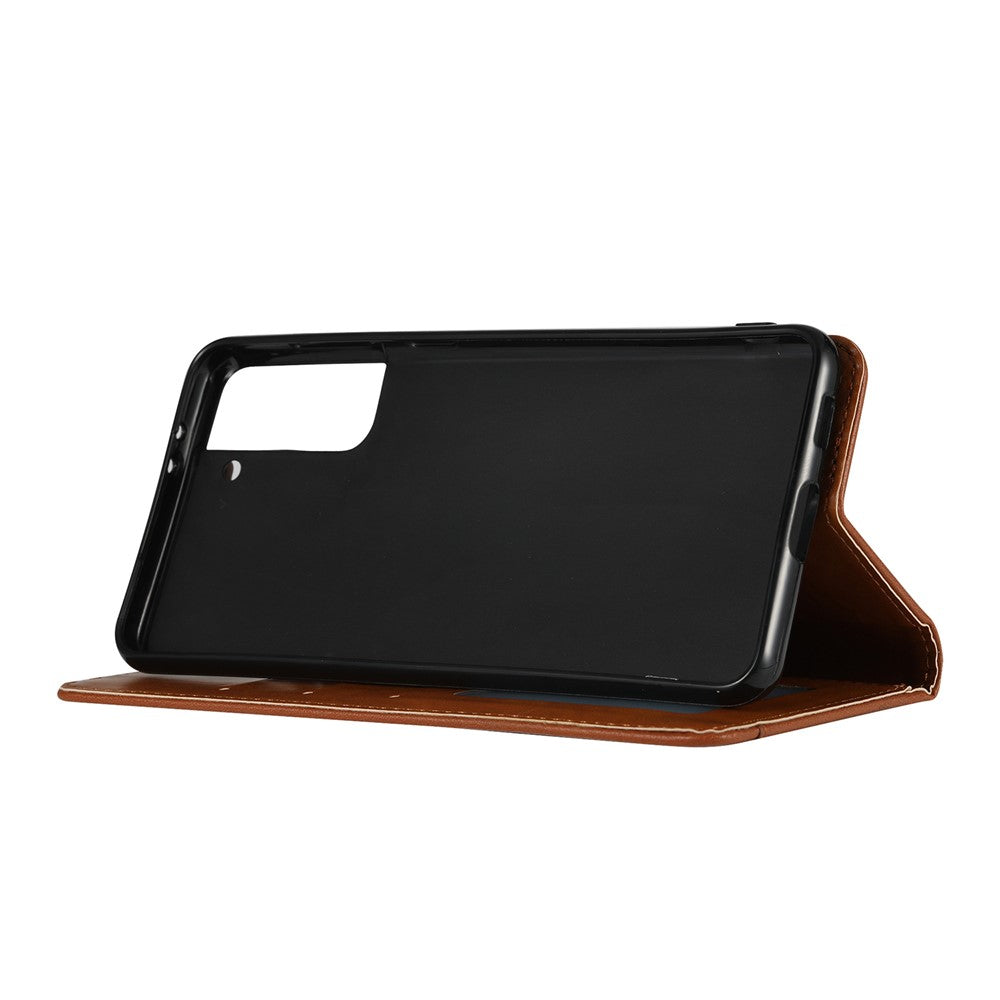 Auto-absorbed Wallet Stand Leather Protective Phone Shell for Samsung Galaxy S21 4G/5G