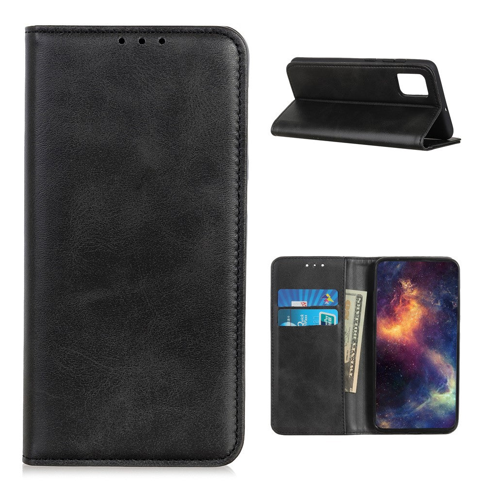 Auto-absorbed Scratch-resistant Split Leather Wallet Case for Samsung Galaxy A52 4G/5G / A52s 5G Stand Protector