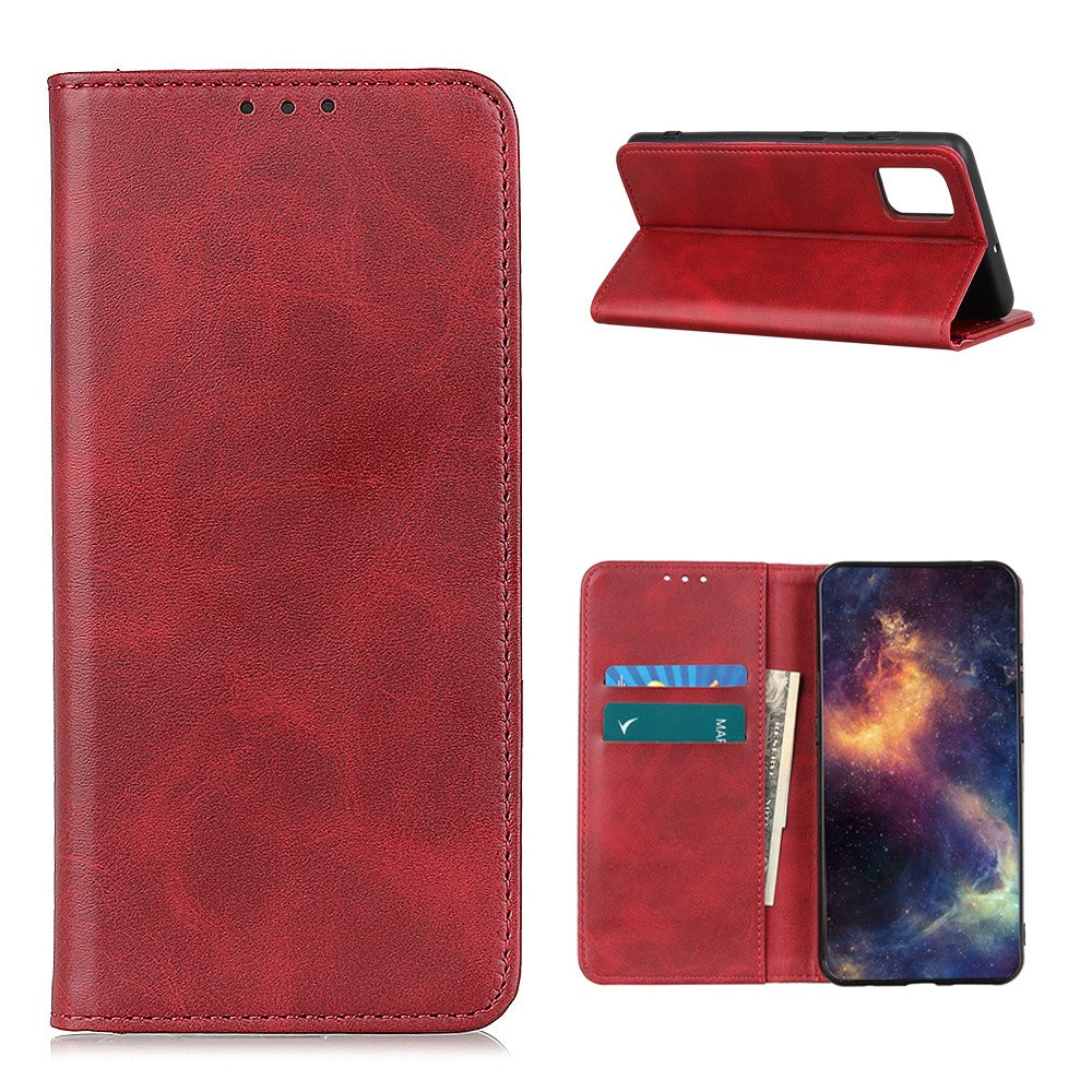 Auto-absorbed Scratch-resistant Split Leather Wallet Case for Samsung Galaxy A52 4G/5G / A52s 5G Stand Protector