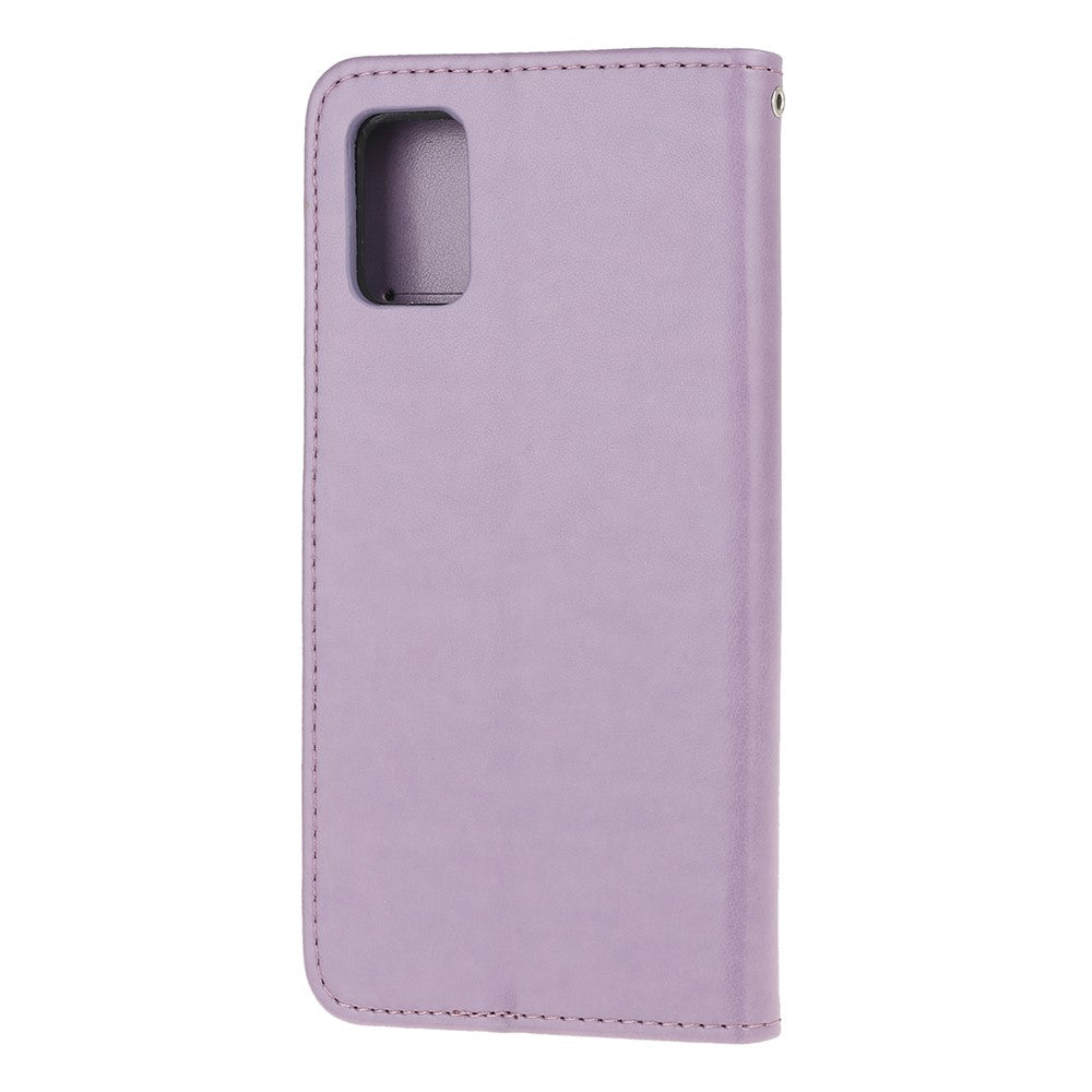 Imprint Butterfly Flowers Læderpung Telefoncover til Samsung Galaxy A52 4G/5G / A52s 5G