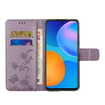 Imprint Butterfly Flowers Læderpung Telefoncover til Samsung Galaxy A52 4G/5G / A52s 5G