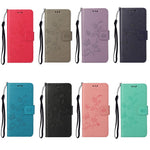 Imprint Butterfly Flowers Læderpung Telefoncover til Samsung Galaxy A52 4G/5G / A52s 5G