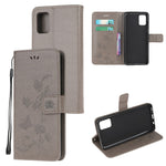 Imprint Butterfly Flowers Læderpung Telefoncover til Samsung Galaxy A52 4G/5G / A52s 5G