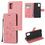 Imprint Butterfly Flowers Læderpung Telefoncover til Samsung Galaxy A52 4G/5G / A52s 5G