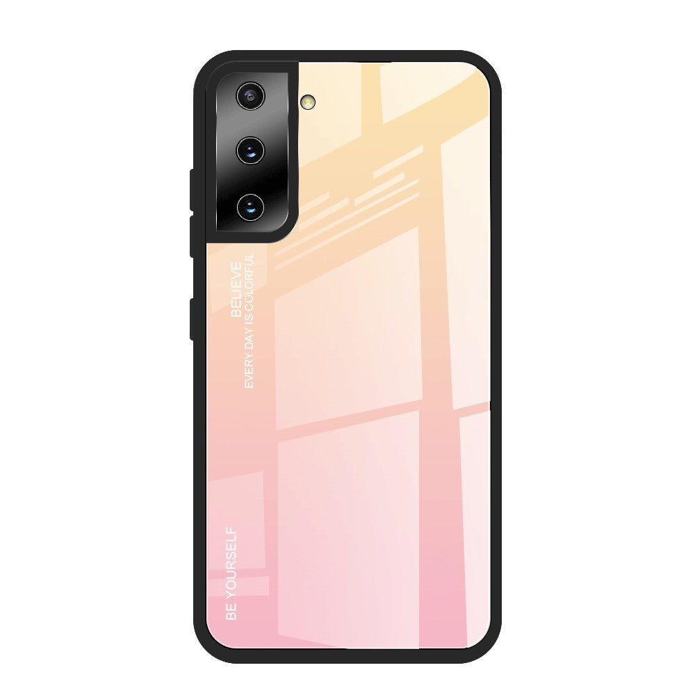 TPU Edge + Color Gradient Pattern Tempered Glass Case for Samsung Galaxy S21 Plus 5G