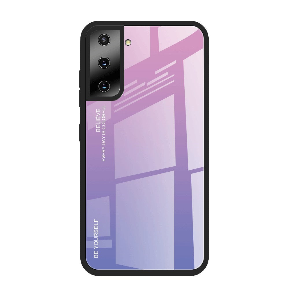 TPU Edge + Color Gradient Pattern Tempered Glass Case for Samsung Galaxy S21 Plus 5G