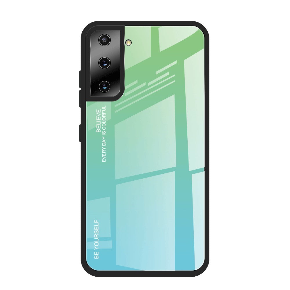 TPU Edge + Color Gradient Pattern Tempered Glass Case for Samsung Galaxy S21 Plus 5G