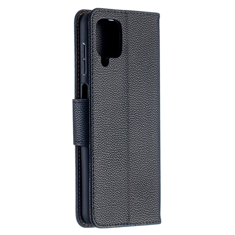 Litchy Skin-tegnebogsetui i ensfarvet design til Samsung Galaxy A12