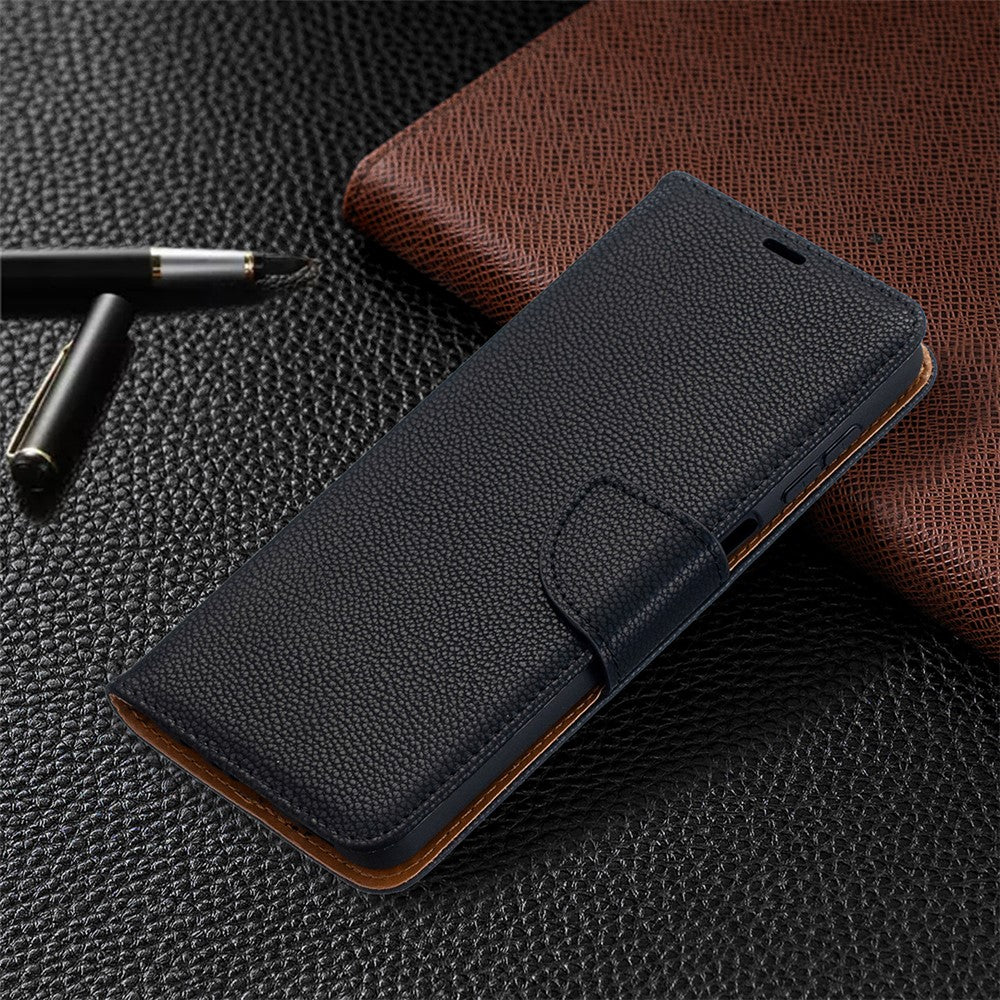 Litchy Skin-tegnebogsetui i ensfarvet design til Samsung Galaxy A12