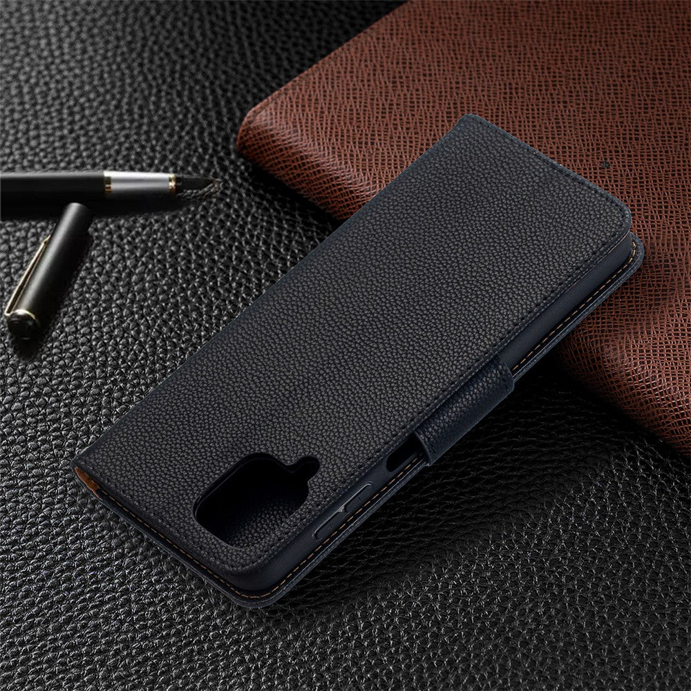 Litchy Skin-tegnebogsetui i ensfarvet design til Samsung Galaxy A12
