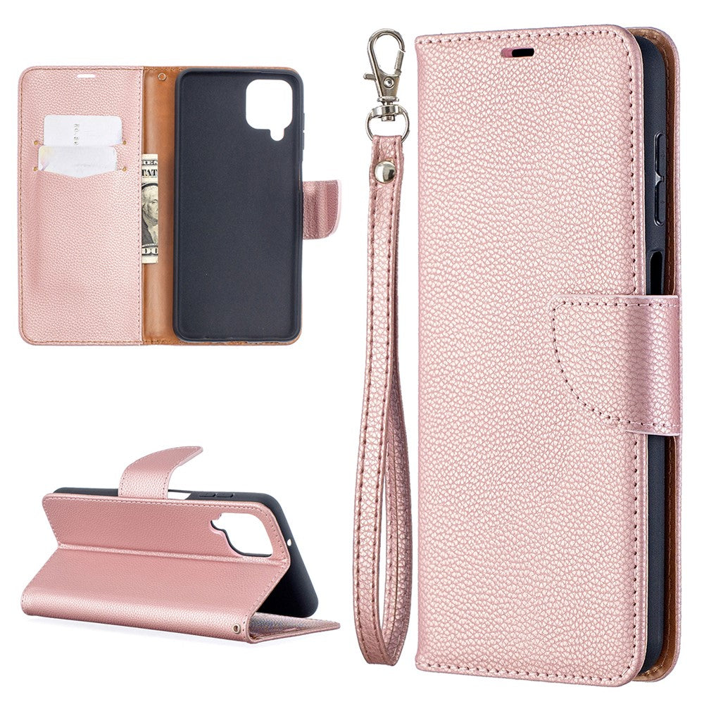 Litchy Skin-tegnebogsetui i ensfarvet design til Samsung Galaxy A12