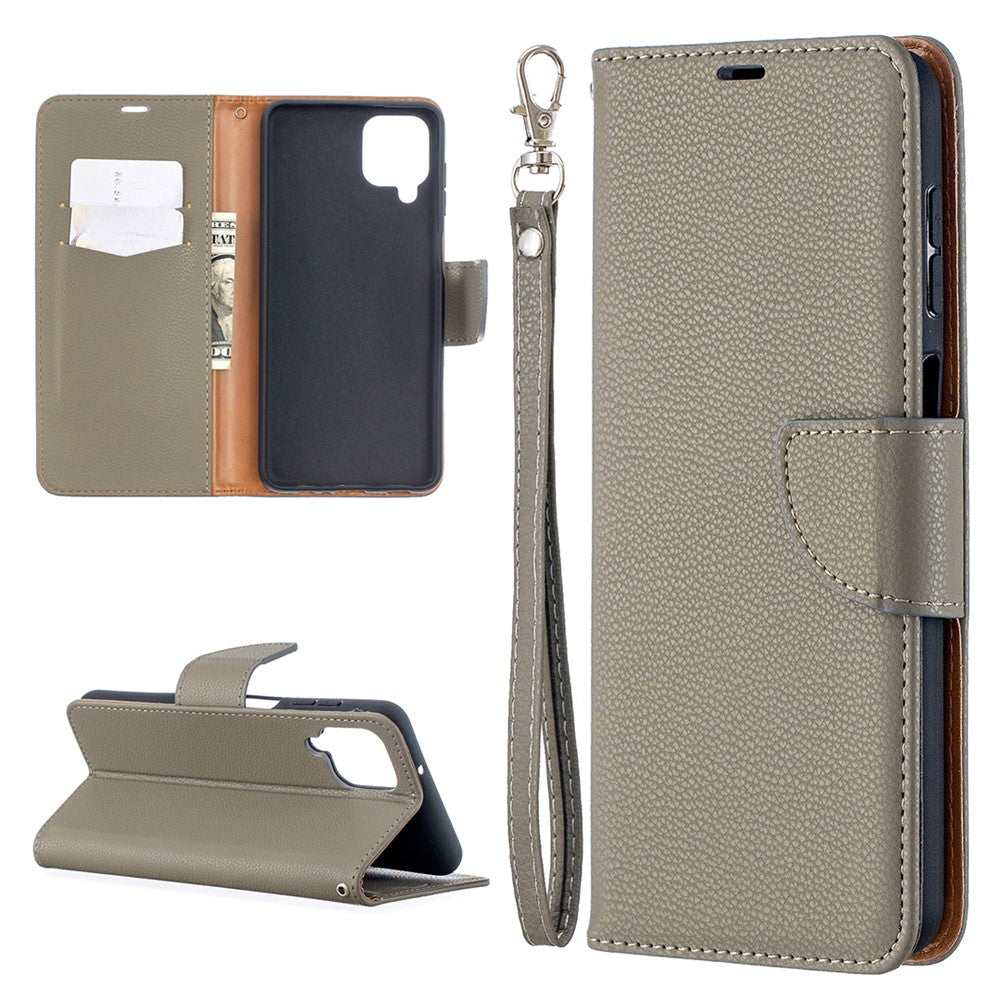 Litchy Skin-tegnebogsetui i ensfarvet design til Samsung Galaxy A12