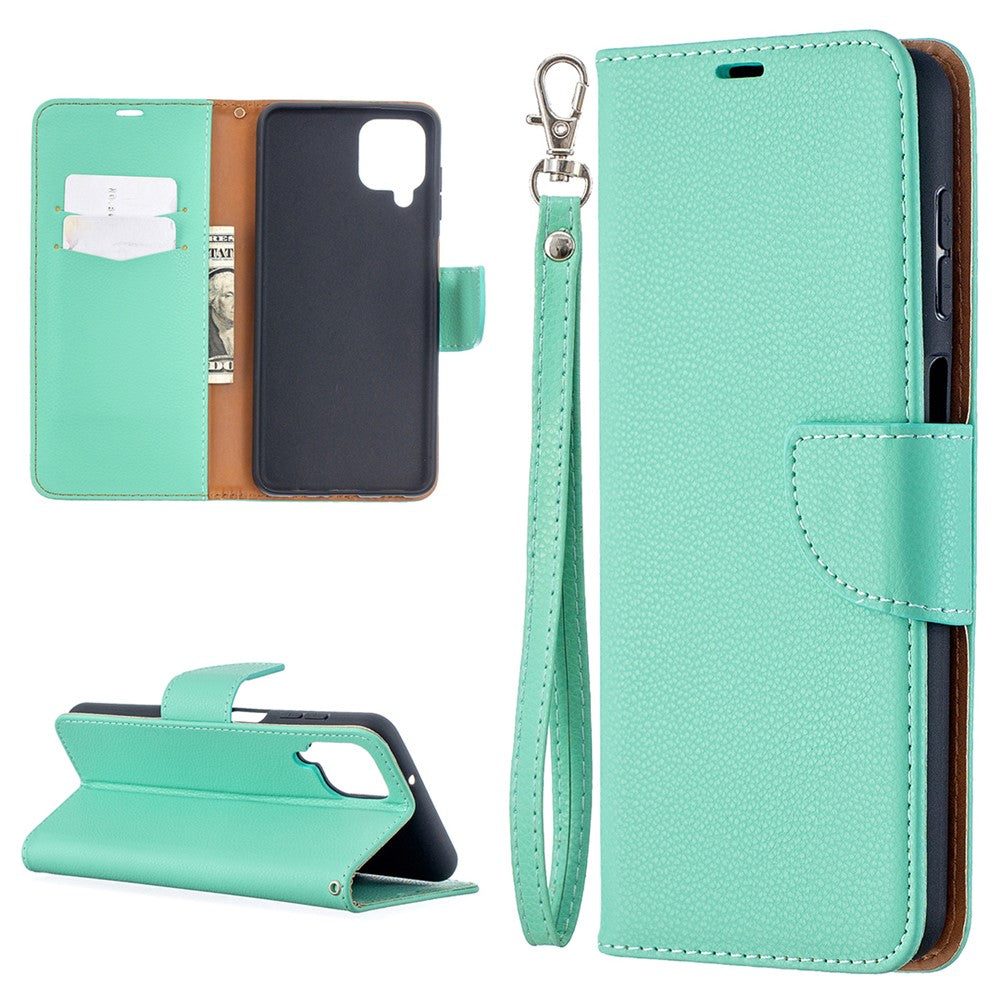 Litchy Skin-tegnebogsetui i ensfarvet design til Samsung Galaxy A12