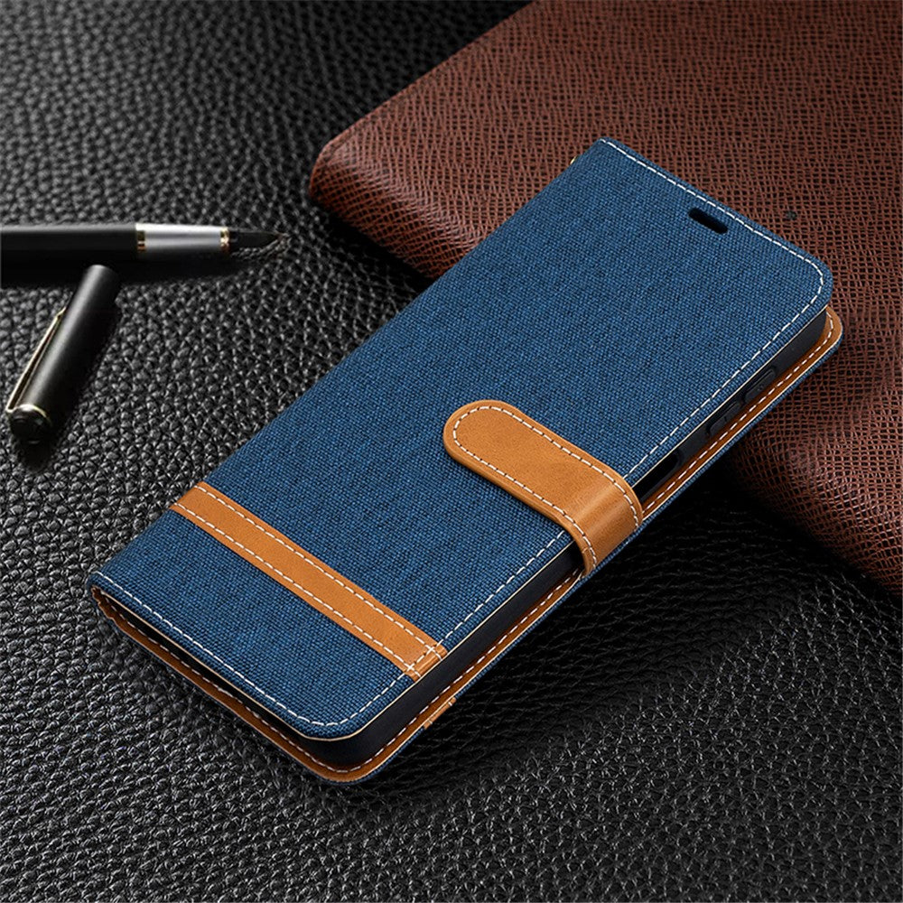 Case for Samsung Galaxy A32 5G / M32 5G Color Splicing Jeans Cloth Surface Wallet Leather Phone Cover