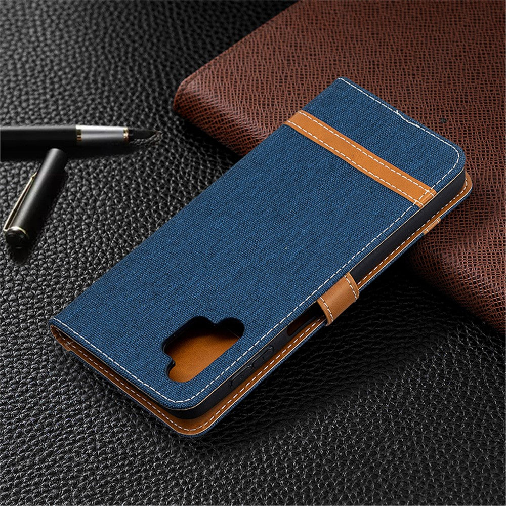 Case for Samsung Galaxy A32 5G / M32 5G Color Splicing Jeans Cloth Surface Wallet Leather Phone Cover
