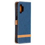 Case for Samsung Galaxy A32 5G / M32 5G Color Splicing Jeans Cloth Surface Wallet Leather Phone Cover