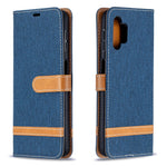Case for Samsung Galaxy A32 5G / M32 5G Color Splicing Jeans Cloth Surface Wallet Leather Phone Cover