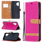 Case for Samsung Galaxy A32 5G / M32 5G Color Splicing Jeans Cloth Surface Wallet Leather Phone Cover