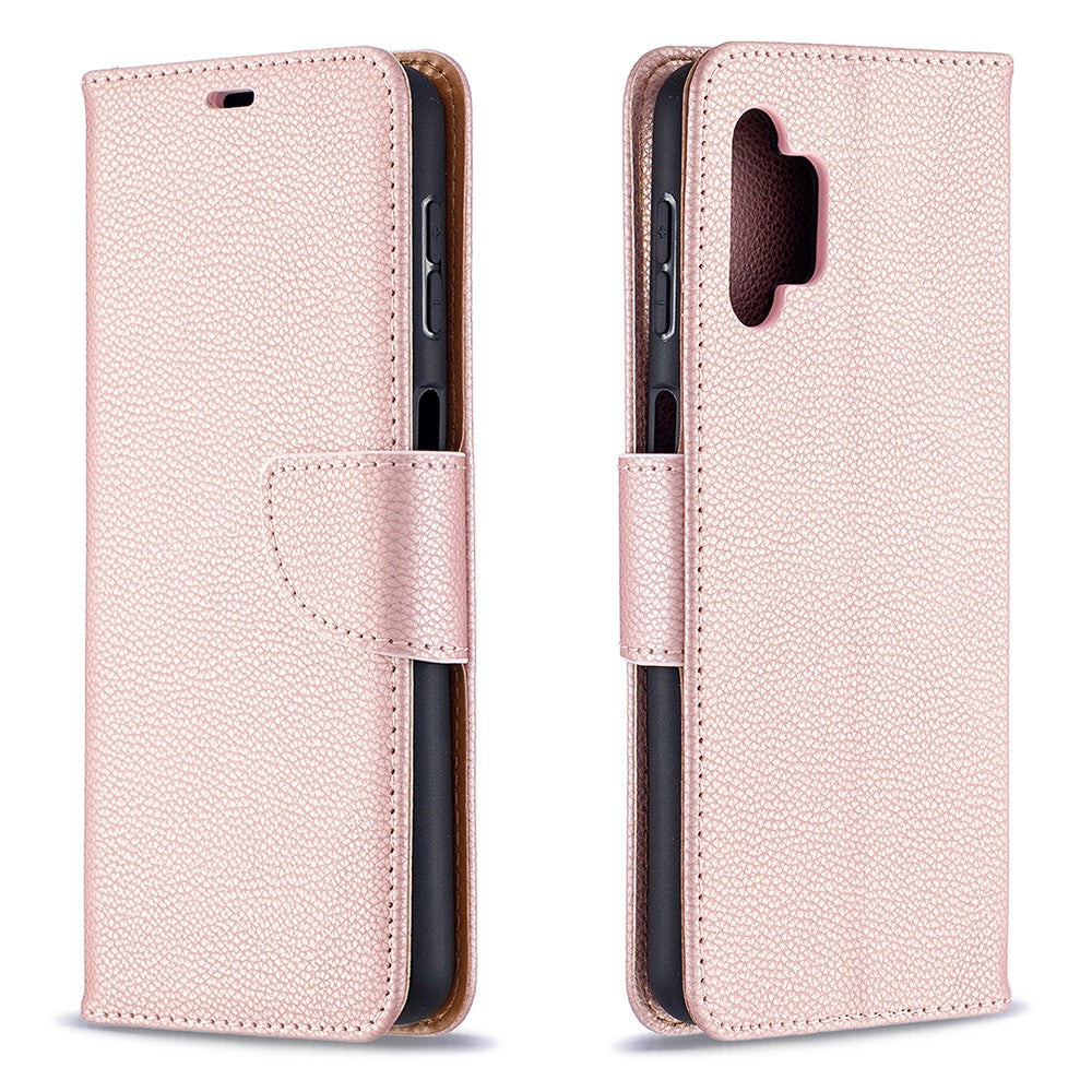 Litchi Tekstur Pung i Læder ensfarvet telefoncover til Galaxy A32 5G / M32 5G