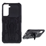 Plastic + TPU + Metal Hybrid Protector Case with Kickstand + Built-in Magnetic Metal Sheet for Samsung Galaxy S21 Plus 5G