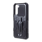 Plastic + TPU + Metal Hybrid Protector Case with Kickstand + Built-in Magnetic Metal Sheet for Samsung Galaxy S21 Plus 5G
