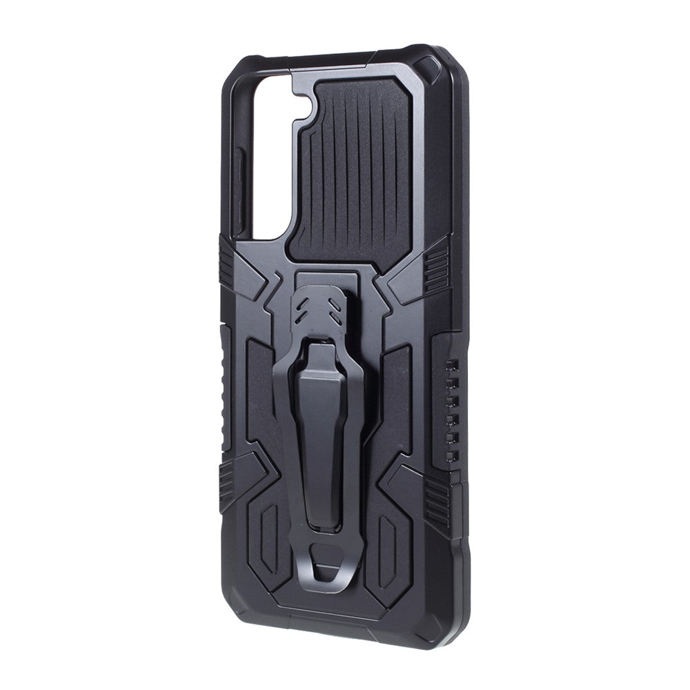 Plastic + TPU + Metal Hybrid Protector Case with Kickstand + Built-in Magnetic Metal Sheet for Samsung Galaxy S21 Plus 5G